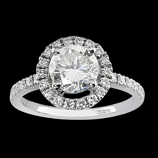 Halo Genuine Diamond Wedding Ring White 1.50 Ct.