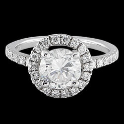 Halo Genuine Diamond Wedding Ring White Gold 1.50 Ct.