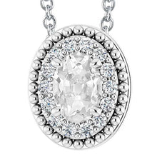 Halo Gold Natural Diamond Pendant Oval Old Mine Cut Jewelry 8.50 Carats