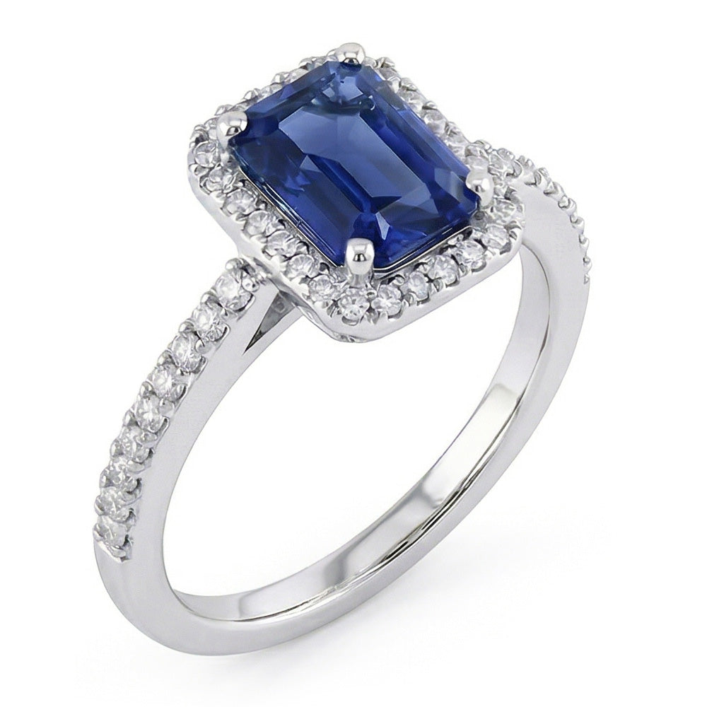 natural emerald sapphire 3ct ring top view