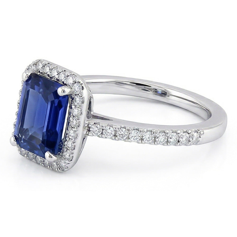 natural emerald sapphire 3ct ring profile view