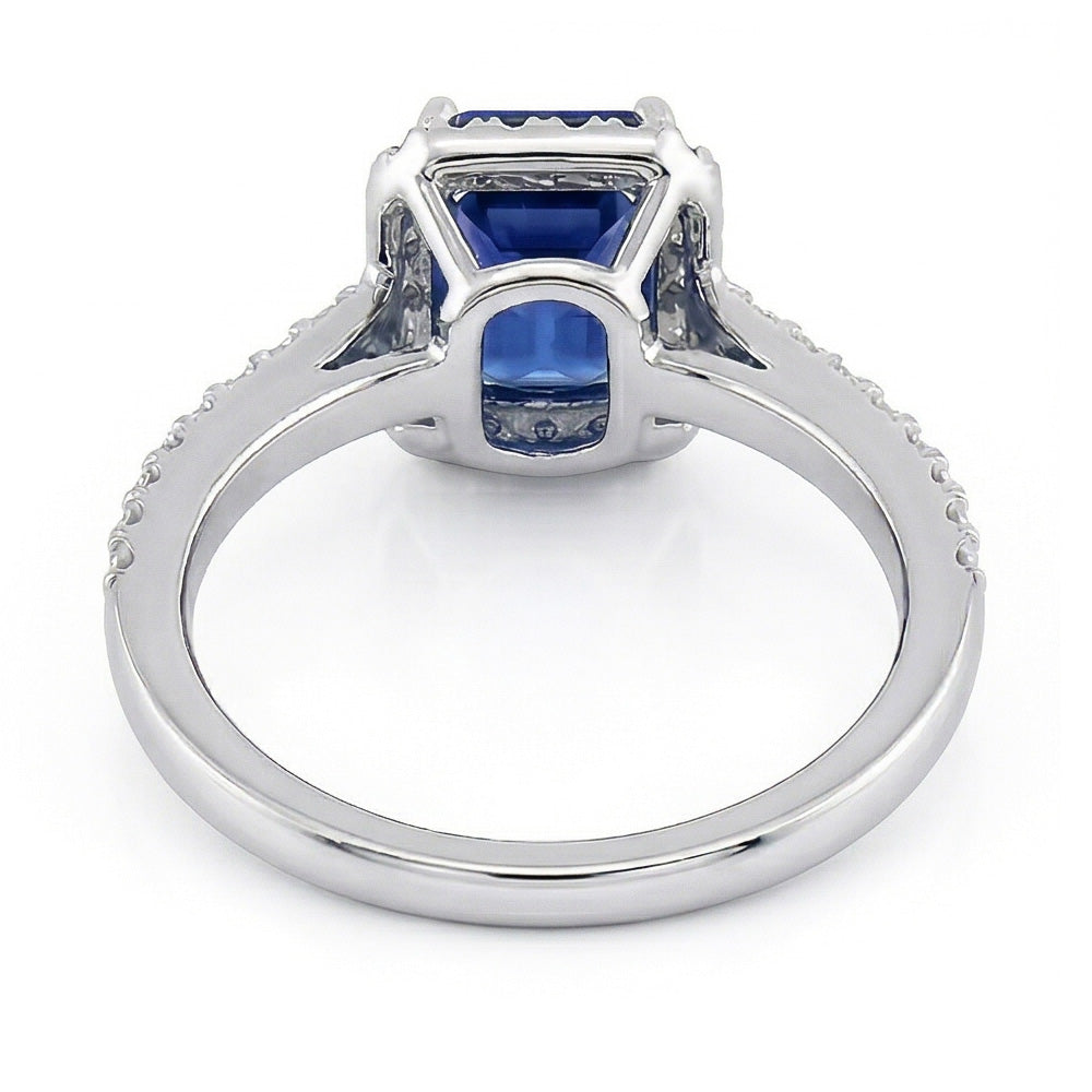 natural emerald sapphire 3ct ring on white background
