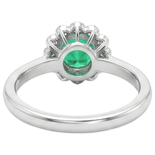 Round Brilliant Colombian Emerald ring in 14 Karat Two Tone Gold – back view