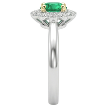 Colored Stone Ring 14 Karat Two Tone Gold with Colombian Emerald – top view