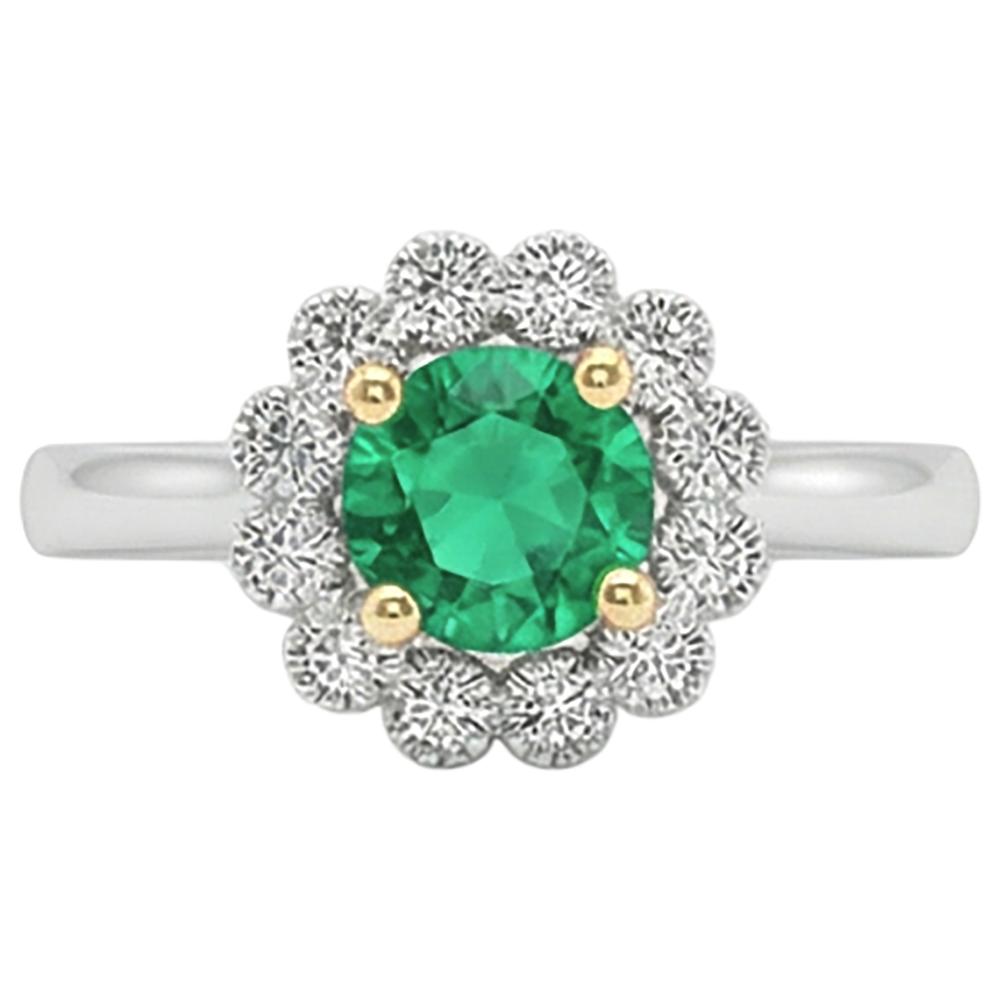 Real Colombian Emerald Colored Stone Ring – front view