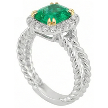 Fine Emerald Precious Stone Ring 2-ct 14K Two Tone Gold – side view