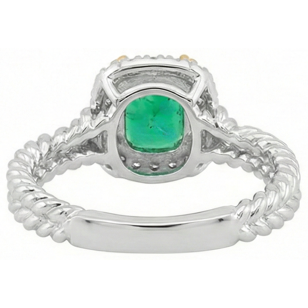 Fine Emerald Precious Stone Ring 2-ct 14K Two Tone Gold – top view