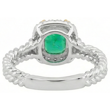 Fine Emerald Precious Stone Ring 2-ct 14K Two Tone Gold – top view