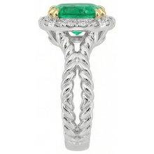 Oval Fine Emerald ring in 14K Two Tone Gold – angle view