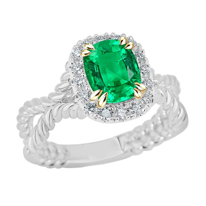 Authentic Fine Emerald Precious Stone Ring – main view
