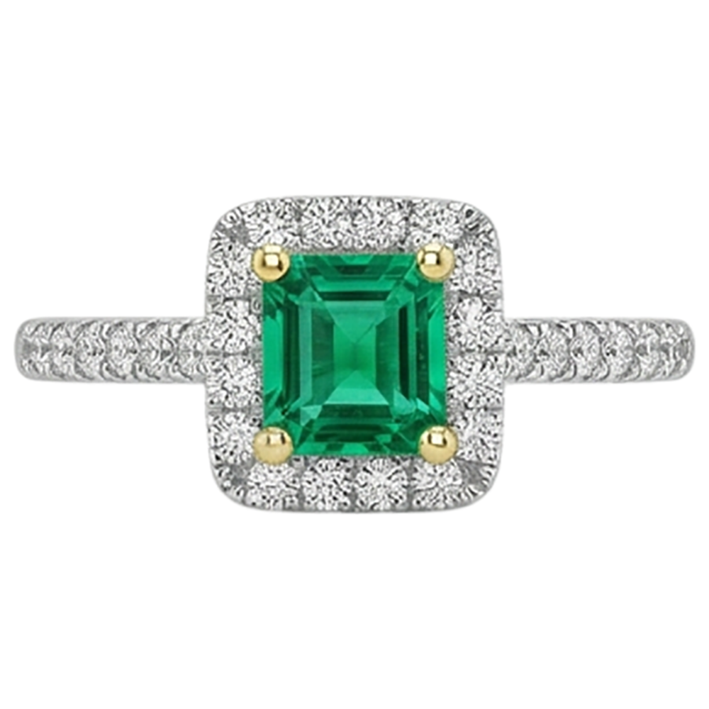 Natural Fine Emerald Gemstone Ring – front view