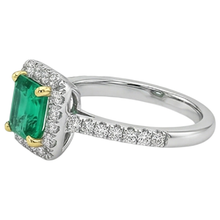 Fine Emerald Gemstone Ring 2-ct Two-Tone 14K Gold – top view