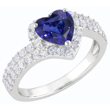 Halo Heart Blue Sapphire Ring 4 Carats Natural Earth Mined Diamonds