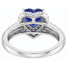 Halo Heart Blue Sapphire Ring 4 Carats Natural Earth Mined Diamonds