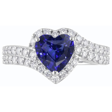 Halo Heart Blue Sapphire Ring 4 Carats Natural Earth Mined Diamonds