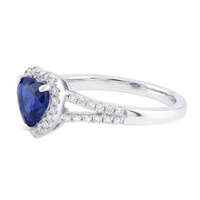 Halo Heart Blue Sapphire Ring Pave Split Shank Natural Earth Mined Diamonds 3.50 Carats