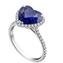 Halo Heart Ceylon Sapphire Engagement Ring 4.50 Carats Natural Earth Mined Diamond Jewellery