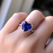 Halo Heart Ceylon Sapphire Engagement Ring 4.50 Carats Natural Earth Mined Diamond Jewellery