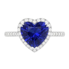 Halo Heart Ceylon Sapphire Engagement Ring 4.50 Carats Natural Earth Mined Diamond Jewellery