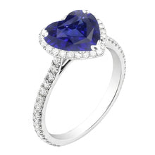 Halo Heart Ceylon Sapphire Engagement Ring 4.50 Carats Natural Earth Mined Diamond Jewellery