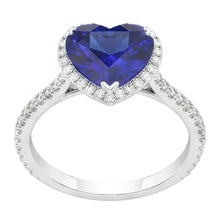 Halo Heart Ceylon Sapphire Engagement Ring 4.50 Carats Natural Earth Mined Diamond Jewellery