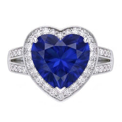 Natural Sapphire Ring 4.50ct - White Gold 14K