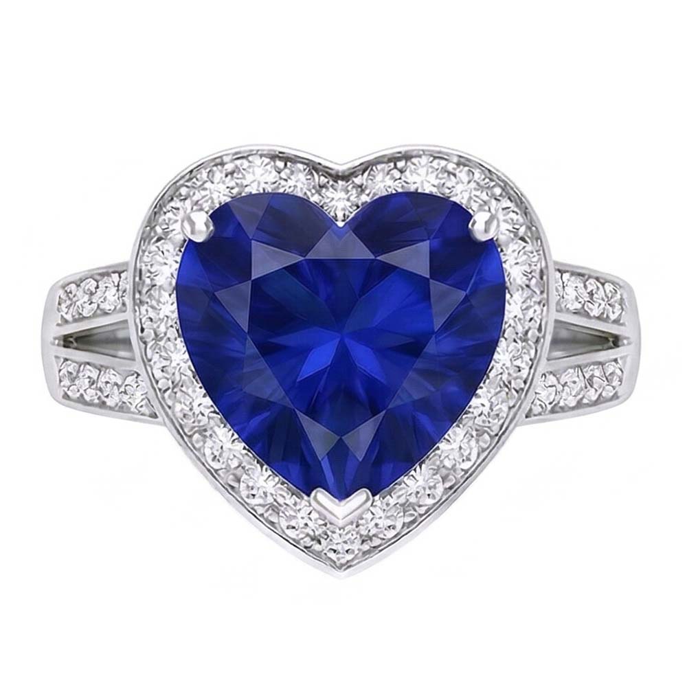 natural round sapphire 4.50ct ring front view