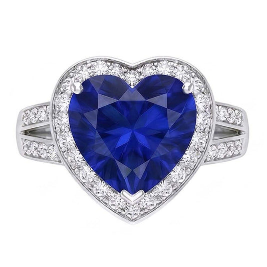 natural round sapphire 4.50ct ring front view