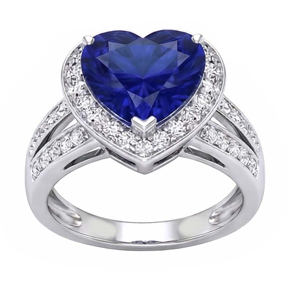 natural round sapphire 4.50ct ring side angle