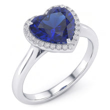 Halo Heart Ceylon Sapphire Wedding Ring 3.50 Carats Gold Jewellery