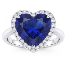 Halo Heart Ceylon Sapphire Wedding Ring 3.50 Carats Gold Jewellery