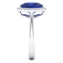 Halo Heart Ceylon Sapphire Wedding Ring 3.50 Carats Gold Jewellery