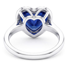 Halo Heart Ceylon Sapphire Wedding Ring 3.50 Carats Gold Jewellery