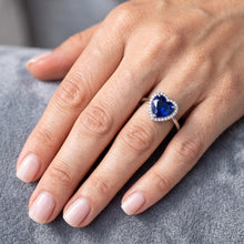 Halo Heart Ceylon Sapphire Wedding Ring 3.50 Carats Gold Jewellery