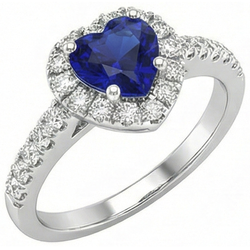 Natural Sapphire Ring 3.50ct - White Gold 14K