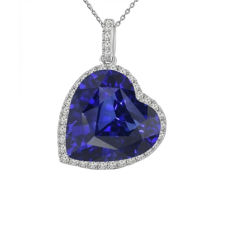 Gemstone Pendant 14K White Gold with Cornflower Blue Sapphire – side view