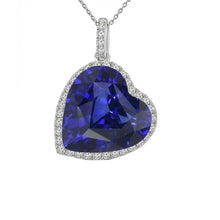 Gemstone Pendant 14K White Gold with Cornflower Blue Sapphire – side view