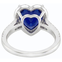 Halo Heart Deep Blue Sapphire Ring With Natural Earth Mined Diamond Accents 3.50 Carats