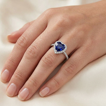 Halo Heart Deep Blue Sapphire Ring With Natural Earth Mined Diamond Accents 3.50 Carats