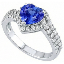Halo Heart Light Blue Sapphire Ring Double Shank Natural Earth Mined Diamonds 4 Carats