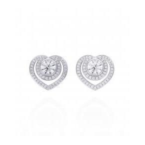 Halo Heart Shape Real Stud Earrings 2 Carats Round Diamond White Gold 14K