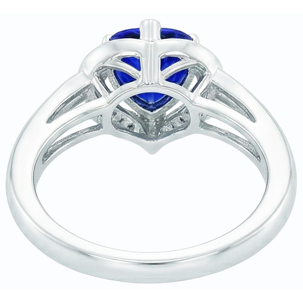 Halo Heart Style Sri Lankan Sapphire Ring 1.50 Carats Natural Earth Mined Diamonds