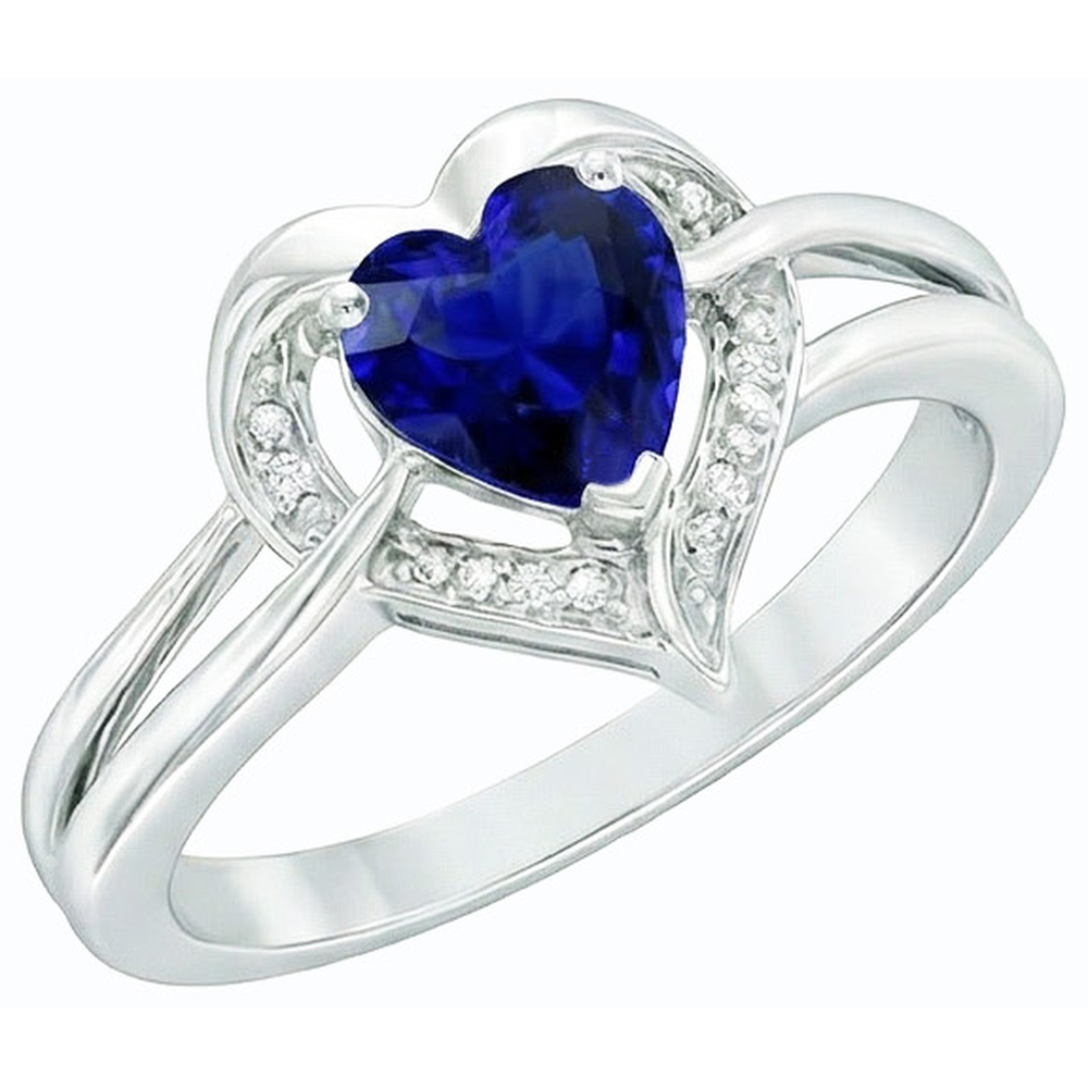 Halo Heart Style Sri Lankan Sapphire Ring 1.50 Carats Natural Earth Mined Diamonds