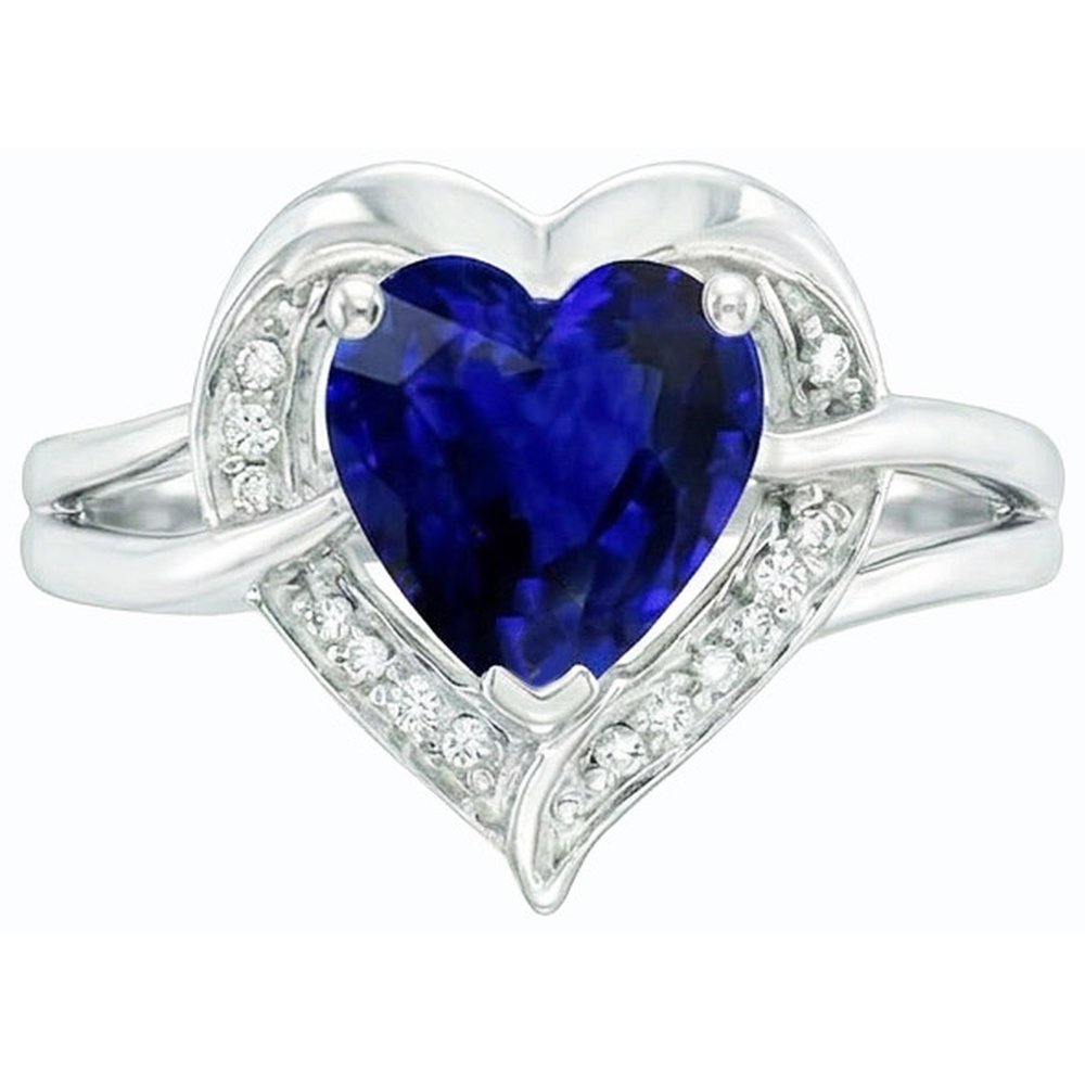Halo Heart Style Sri Lankan Sapphire Ring 1.50 Carats Natural Earth Mined Diamonds