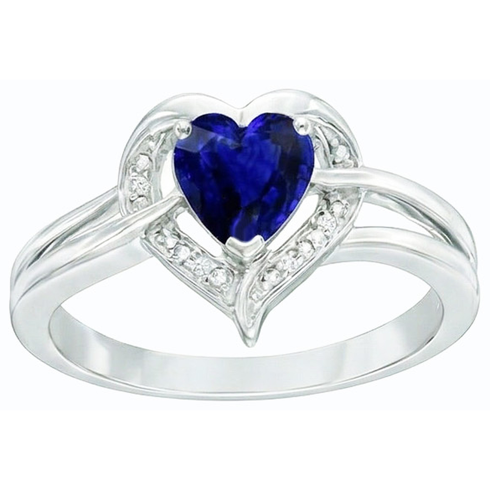 Halo Heart Style Sri Lankan Sapphire Ring 1.50 Carats Natural Earth Mined Diamonds