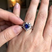 Halo Heart Style Sri Lankan Sapphire Ring 1.50 Carats Natural Earth Mined Diamonds