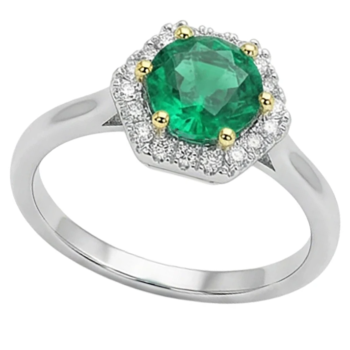 Sophisticated Fine Emerald Colored Stone Ring 2 ct – angle view
