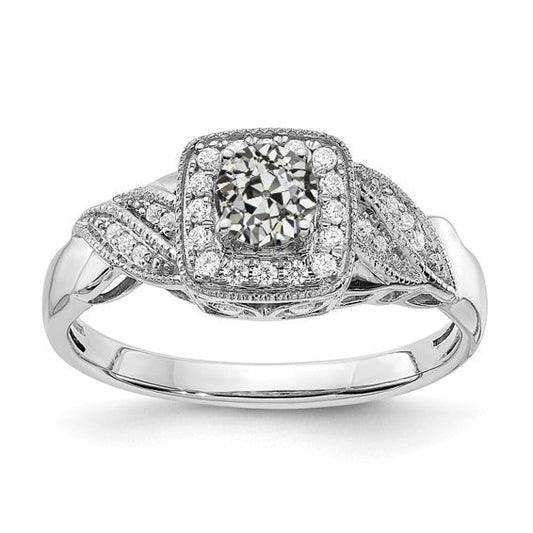 Halo Milligrain Engagement Ring Round Old Miner Natural Earth Mined Diamond 2.50 Carats