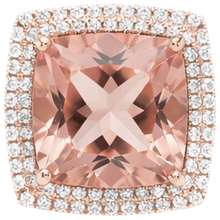 Halo Morganite 12.75 Carats Wedding Ring Prong Set Rose Gold 14K