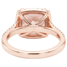Halo Morganite 12.75 Carats Wedding Ring Prong Set Rose Gold 14K